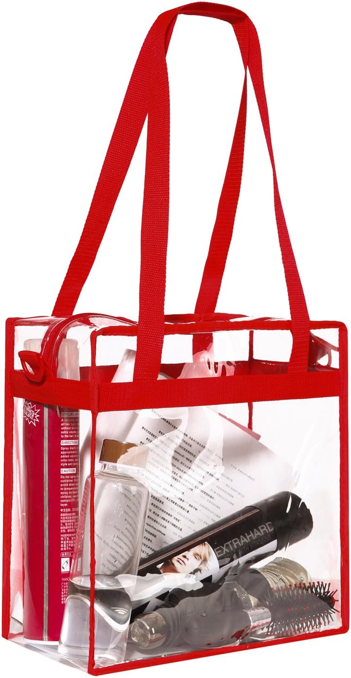 BAGAIL Clear Bags 12x6x12 Stadium Approved Clear Tote Bag with Zipper Closure Crossbody Shoulder Bag with Adjustable Strap - Image 4